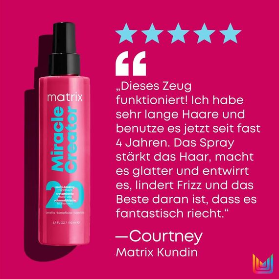 Matrix Miracle Creator Leave-In Spray mit 20 pflegenden Eigenschaften & Keep Me Vivid Shampoo für farbbehandeltes Haar