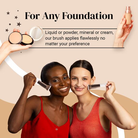 Keshima Foundation Pinsel Flat Top Kabuki – Premium-Foundation-Pinsel für flüssiges Make-up, Creme und Puder – Polier-, Misch- und Gesichtspinsel (normale Größe, weiß)