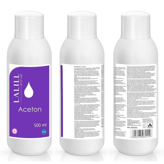 LALILL Aceton Nagellackentferner 500 ml - Entferner für Shellac, Hybrid, Gel Nägel, Acryl, Tipps und Nagelkleber - Reines Aceton Gel Nagellack UV Reiniger - Shellac Entferner