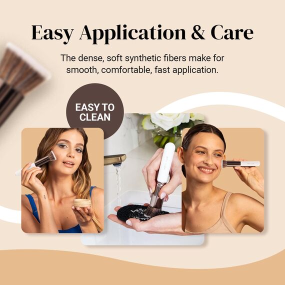 Keshima Foundation Pinsel Flat Top Kabuki – Premium-Foundation-Pinsel für flüssiges Make-up, Creme und Puder – Polier-, Misch- und Gesichtspinsel (normale Größe, weiß)