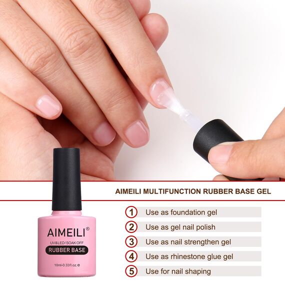 AIMEILI Rubber Base Gel Soak Off UV LED Rubber Base Coat Nägel Unterlack Gel Nagellack Maniküre 10ml (432)