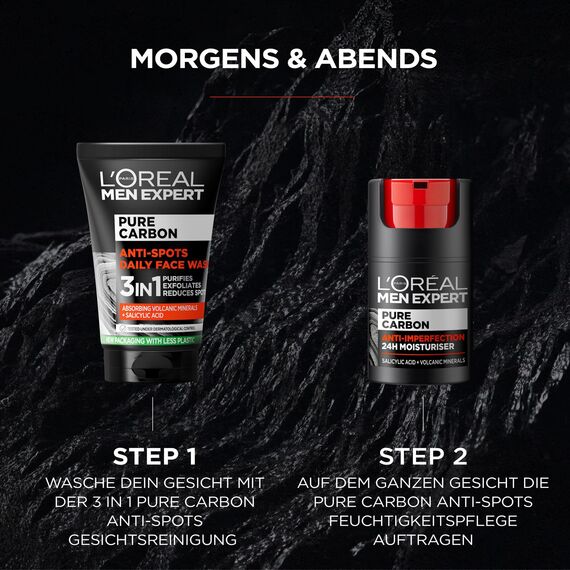 L'Oréal Men Expert Anti-Pickel Gesichtspflege für Männer, Feuchtigkeitscreme gegen Mitesser und Pickel Unreinheiten, Gesichtscreme für Herren mit Salicylsäure, Pure Carbon, 1 x 50 ml
