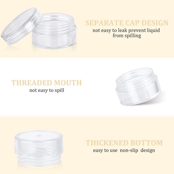 Flintronic 64 Stück Döschen, 5ml Plastik Döschen, Leerdose klarer Tiegel, Cremedose Leer Transparent Tiegel mit Spatel und Etikett，Reise Töpfchen Döschen Set für Mini-Kerzen Kosmetik, Transparent