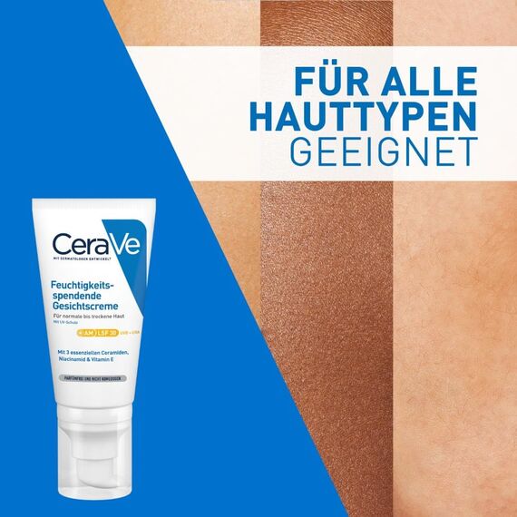 CeraVe Gesichtscreme mit LSF 30, Feuchtigkeitsspendende Creme mit Lichtschutzfaktor 30, Ohne Duftstoffe und Parabene, Bei normaler bis trockener Haut, 52 ml