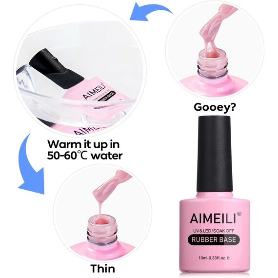 AIMEILI Rubber Base Gel Soak Off UV LED Rubber Base Coat Nägel Unterlack Gel Nagellack Maniküre 10ml (443)