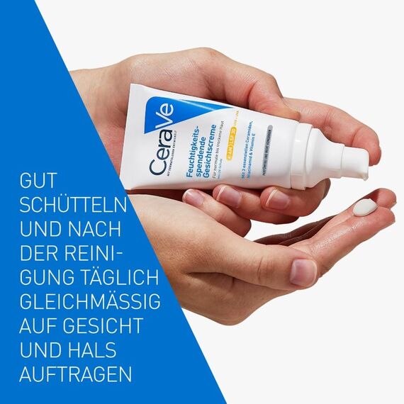 CeraVe CeraVe Feuchtigkeitsspendende Gesichtscreme mit LSF 30, Beruhigende Tagescreme für normale bis trockene Haut, Mit 3 essenziellen Ceramiden, Hyaluron und Niacinamid, 2 x 52 ml