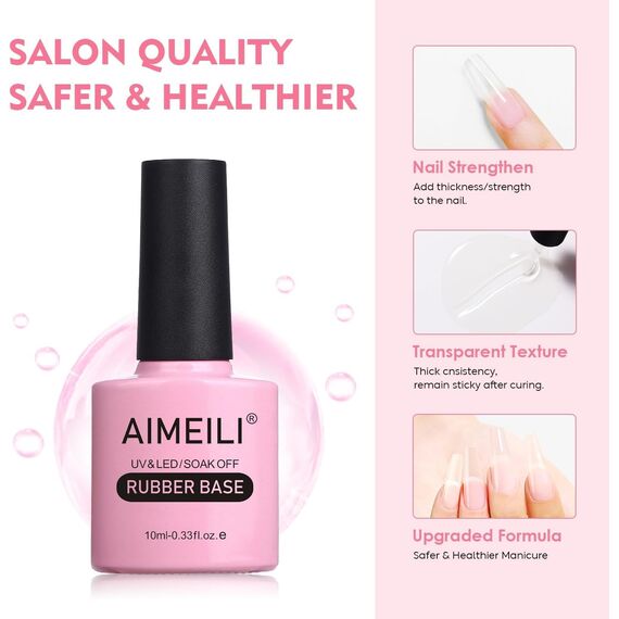 AIMEILI Rubber Base Gel Soak Off UV LED Rubber Base Coat Nägel Unterlack Gel Nagellack Maniküre 10ml (451)