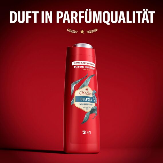Old Spice Deep Sea 3-in-1 Mehrzweck-Shampoo für Haar, Gesicht und Körper 250 ml, langanhaltende Frische, Duft von Parfümqualität, Tiefenreinigung