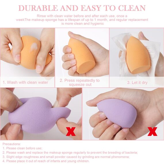 AUAUY 8 PCS Make up Schwamm Set, Foundation Blending Beauty Sponge, Beauty Makeup Schwämme Blender für Flüssigkeit Foundation Puder Sonnenschutz und Creme mit 1 Schwammhalter(Abgeschrägte Form)