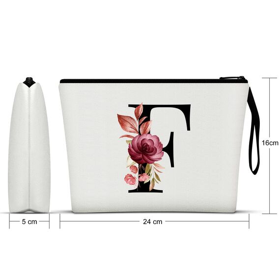 Vavabox A-Z Personalisierte Kosmetiktasche-Geburtstagsgeschenke für Frauen, Mütter, Beste Freundinnen und Brautjungfern (F)