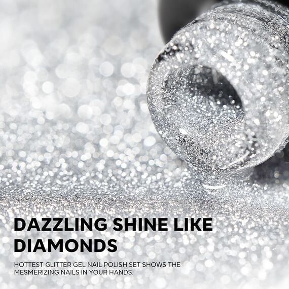 modelones UV Nagellack Glitzer, 6 Farben Rosa Rot Silber Nagelgel Set, Gelnägel Reflective Glitter Polish Kit, Gel Lack Anfänger DIY Nail Art Maniküre Salon