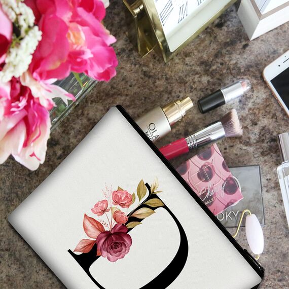 Vavabox A-Z Personalisierte Kosmetiktasche-Geburtstagsgeschenke für Frauen, Mütter, Beste Freundinnen und Brautjungfern (D)