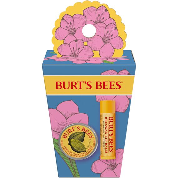 Burt's Bees Geschenkset für Lippen und Hände, Bienenwachs Lippenbalsam und Mini-Nagelhautcreme, Frühlingsüberraschung Limited Edition, 1 stück (1er Pack)