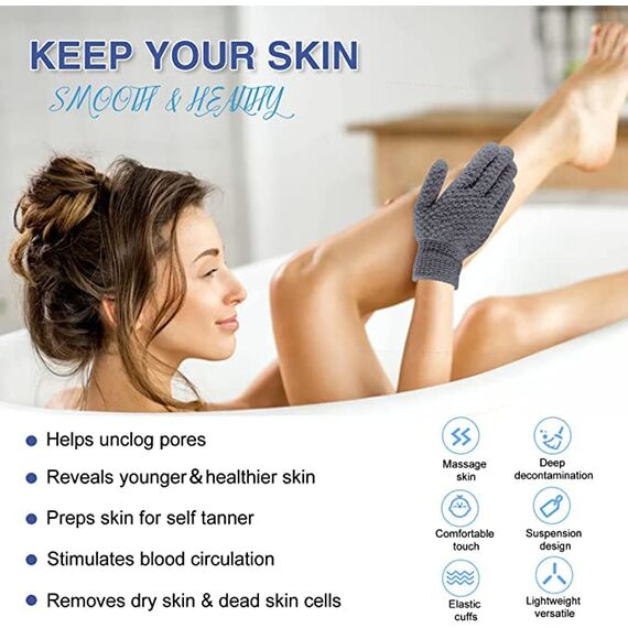 Yiclick Peeling-Handschuhe, 6 Paar, 12 Stück, Peeling, Körperpeeling, Peeling für abgestorbene Haut, Peeling, Schwamm, Luffa-Waschlappen, Handschuh für Männer und Frauen