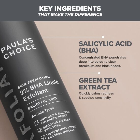 Paula's Choice SKIN PERFECTING 2% BHA Liquid Peeling - Gesichtspeeling mit Salicylsäure - Bekämpft Unreine Haut & Mitesser - Verkleinert Poren Sichtbar - Mischhaut, Fettige & Akne Haut - 236 ml