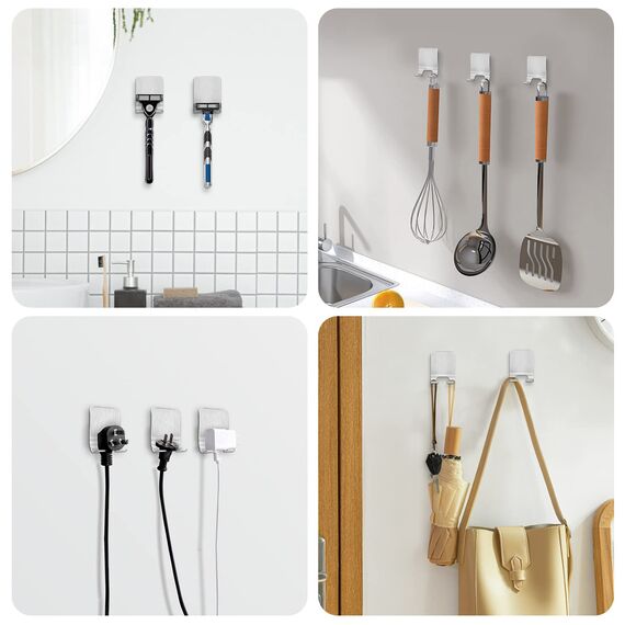 Leryati Rasierer Halterung Dusche, 4 Stück Silber Rasierhalter Dusche Ohne Bohren, Edelstahl Rasierer Halter, Selbstklebende Rasierer aufhänger dusche Geeignet für Tür Wand Badezimmer, Küche