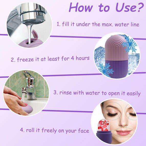 KEEPAQ Ice Roller Gesicht, Eisroller Gesicht Auge Massagegerät, Eis Gesichtsroller Silikon Wiederverwendbares, Facial Ice Face Roller and Gua Sha set für Pore Verkleinern, Falten Aufhellen, Hautpfleg