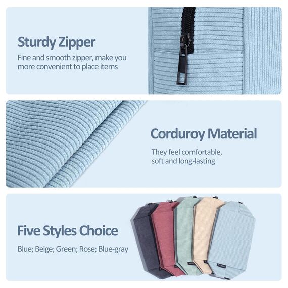 MAANGE Kosmetiktaschen für Frauen Kleine Schminktasche für Handtasche Cord Make up Tasche Reise Kosmetiktaschen mit Metall Reißverschluss Kleine Make up Tasche für Reisen (blau)