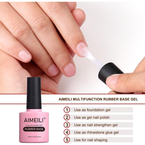 AIMEILI Rubber Base Gel Soak Off UV LED Rubber Base Coat Nägel Unterlack Gel Nagellack Maniküre 10ml (437)