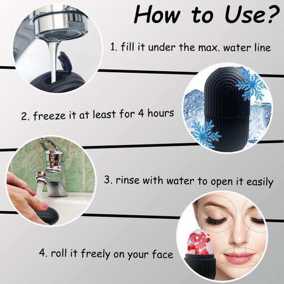 KEEPAQ Ice Roller Gesicht, Eisroller Gesicht Auge Massagegerät, Eis Gesichtsroller Silikon Wiederverwendbares, Facial Ice Face Roller and Gua Sha set für Pore Verkleinern, Falten Aufhellen, Hautpfleg