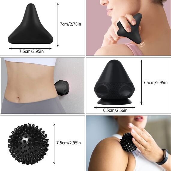 RYMALL Triggerpunkt Drücker Massagegerät+Igelball,Schmerzfrei Drücker Set mit Saugnapf & Beutel für Muskelschmerzen und Verspannungen, Osteopressur Drücker Massager für Selbstmassage (Schwarz)