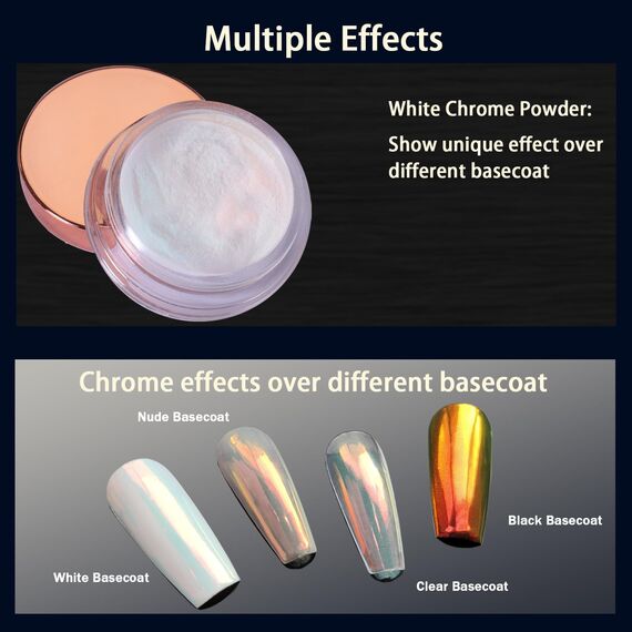 Allstarry Chrome Nail Powder, Weiß Perle Pigment Für Nägel Einhorn Iridescent Aurora Cromepulver Nägel Nails Meerjungfrau Glitzerpuder für Nail Charms Nail Art Nageldesign - Sonnenuntergangsfeld