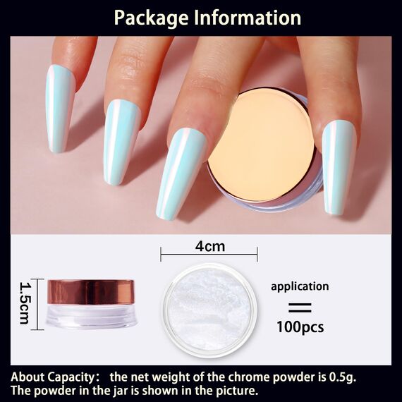Allstarry Chrome Nail Powder, Weiß Perle Pigment Für Nägel Einhorn Iridescent Aurora Cromepulver Nägel Nails Meerjungfrau Glitzerpuder für Nail Charms Nail Art Nageldesign - Sonnenuntergangsfeld