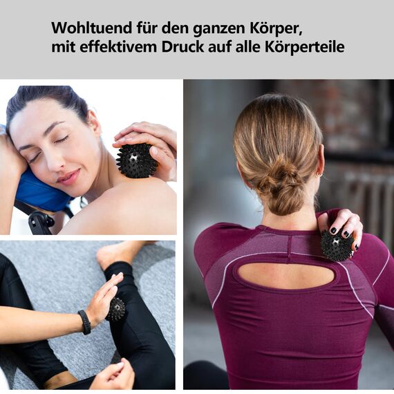 RYMALL Triggerpunkt Drücker Massagegerät+Igelball,Schmerzfrei Drücker Set mit Saugnapf & Beutel für Muskelschmerzen und Verspannungen, Osteopressur Drücker Massager für Selbstmassage (Schwarz)