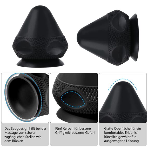 RYMALL Triggerpunkt Drücker Massagegerät+Igelball,Schmerzfrei Drücker Set mit Saugnapf & Beutel für Muskelschmerzen und Verspannungen, Osteopressur Drücker Massager für Selbstmassage (Schwarz)