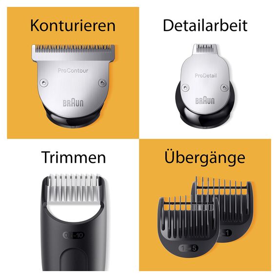 Braun Barttrimmer Series 9, Elektrischer Bartschneider Herren mit 10 Barber-Tools, Ultrascharfe ProBlade Klinge, 180 Min Akkulaufzeit, Kabelloser Bartrasierer, 40 Längen, Wasserdicht, BT9420, Grau