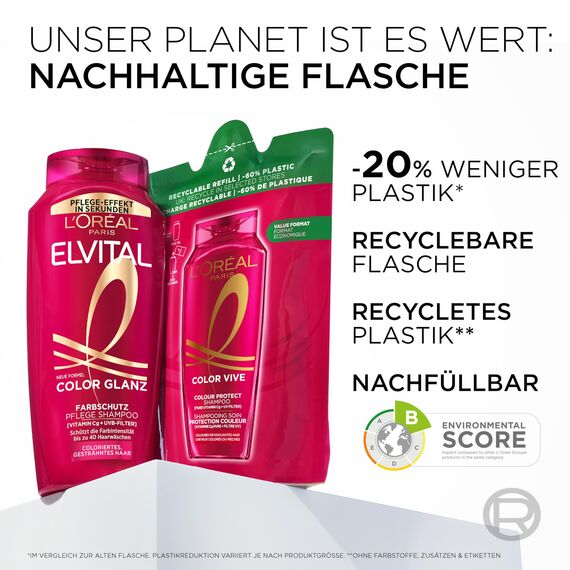 L'Oréal Paris Elvital XXXL Farbschutz Shampoo für coloriertes, getöntes oder gesträhntes Haar, Mit Pfingstrosen Extrakt und UVA-/UVB- Filter, Color Glanz Pflegeshampoo, 1 x 1000 ml
