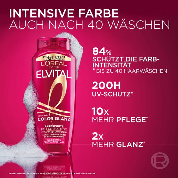 L'Oréal Paris Elvital XXXL Farbschutz Shampoo für coloriertes, getöntes oder gesträhntes Haar, Mit Pfingstrosen Extrakt und UVA-/UVB- Filter, Color Glanz Pflegeshampoo, 1 x 1000 ml