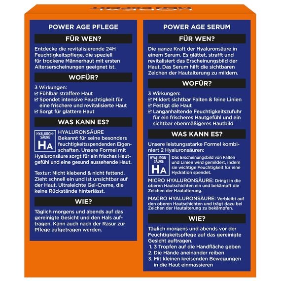 L'Oréal Men Expert Pflegeset gegen Falten für Männer, Geschenkset mit Anti-Aging Gesichtscreme und Serum gegen matte Haut, Geschenke für Herren mit Hyaluronsäure, Power Age, 1 x 50 ml, 1 x 30 ml
