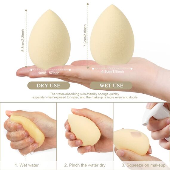 AUAUY Make up Schwamm Set, Waschbar Foundation Blending Beauty Sponge, 6 PCS Makeup Schwämme mit Tasse, Beauty Makeup Sponge Blender für Flüssiges Foundation für Flüssigkeit Creme Puder, Damengeschenk