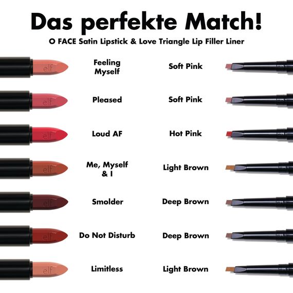 e.l.f. O Face Satin Lipstick, reichhaltig pigmentierter, pflegender & langanhaltender cremiger Lippenstift, mit Jojoba, vegan & tierversuchsfrei, Me, Myself And I