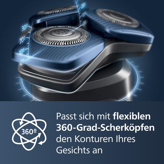 PHILIPS Shaver Series 7000 – Elektrischer Nass- und Trockenrasierer für Herren mit ausklappbarem Trimmer, Reinigungsstation, Ladestation & Reiseetui (Modell S7886/55)
