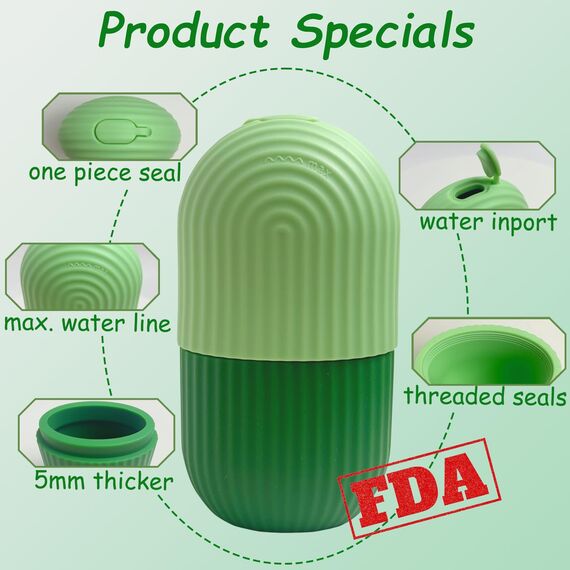 KEEPAQ Ice Roller Gesicht, Eisroller Gesicht Auge Massagegerät, Eis Gesichtsroller Silikon Wiederverwendbares, Facial Ice Face Roller and Gua Sha set für Pore Verkleinern, Falten Aufhellen, Hautpfleg