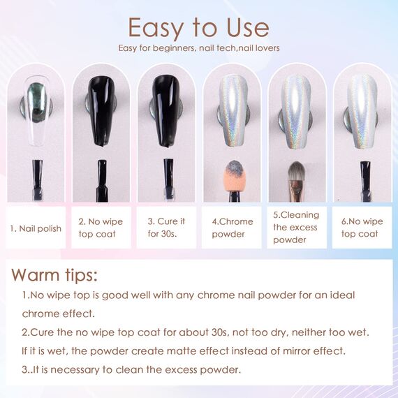 Laza Chrome Nagel Pulver Spiegel Effekt Metallic Staub Holographische Glitter Glasierte Maniküre Dekoration Reflektierendes Pigment für DIY Gel Polish Nail Art, Harz Handwerk, Geschenke