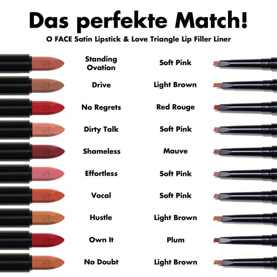 e.l.f. O Face Satin Lipstick, reichhaltig pigmentierter, pflegender & lang anhaltender cremiger Lippenstift mit Jojoba-Infusion, vegan & tierversuchsfrei, Hustle