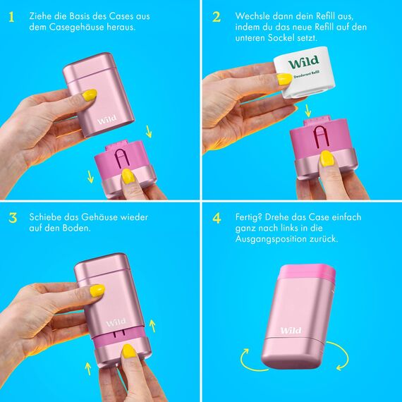 Wild - Natürliches nachfüllbares Deo - Coconut & Vanilla Nachfüllpackung 3er-Pack - Vegan und umweltfreundlich - Aluminiumsalzfrei - Lang anhaltender Schutz - Natürliche Inhaltsstoffe - 3x 40g