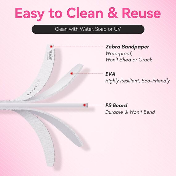 Makartt Nagelfeile Set Feine - 180/240 Grit Emery Boards Nagelfeilen für Gelnägel, Dual-Sided Polierfeile Fingernägel für Naturnägel Nails Prep & Buffing, Professionelles Manicure Kit for Salon & DIY