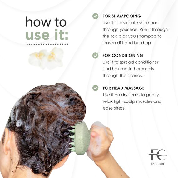 FABCARE Kopfhaut Massagebürste für Haarwachstum und Blutzirkulation, geeignet für alle Haartypen, aus Weizenstroh, ideal für Peeling und trockene Kopfhaut bei nassem oder trockenem Haar (Green)