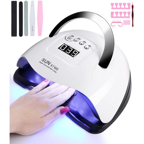 220W UV Lampe für Gelnägel, UV Nagellampe, Led Lampe Nägel, Nageltrockner Lampe, 4 Timer - Einstellungen, Infrarotsensor57 LED - Leuchten, Geeignet für alle Gel, Anfänger Nägel Selber Machen Heimsalon