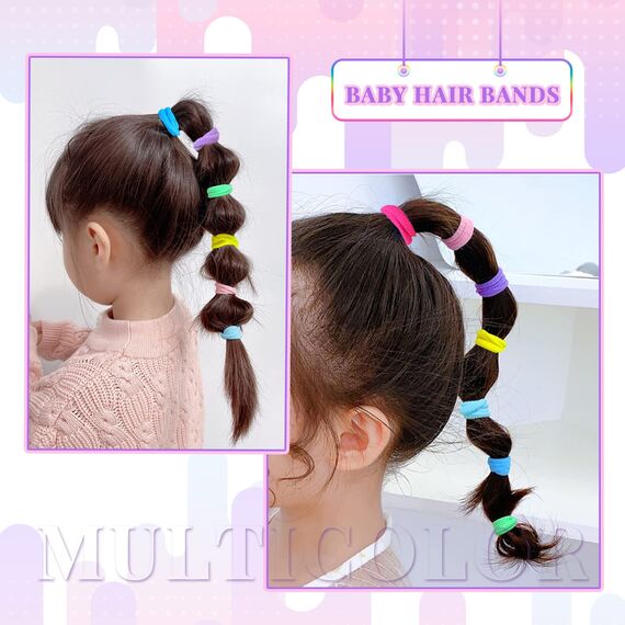 Hanyousheng 200 Stück Haargummis Mädchen, 8 Farben Klein Haargummi, Mini Nahtlose Haarbänder, Haarband Baby Mehrfarbig Soft Zopfgummi Klein für Mädchen Kinder Kleinkinder Baby