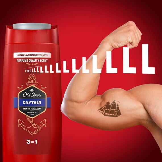 Old Spice Captain 3-in-1 Duschgel & Shampoo für Männer (675 ml), Körper-Haar-Gesichtsreinigung Männer, lang anhaltend Frisch, Zitrone, Sandelholz und Seeluft