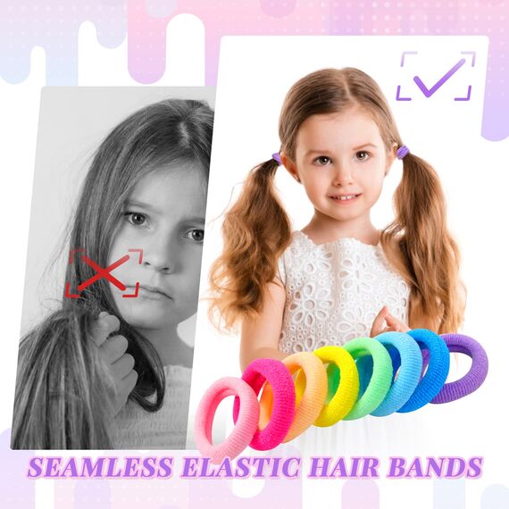 Hanyousheng 200 Stück Haargummis Mädchen, 8 Farben Klein Haargummi, Mini Nahtlose Haarbänder, Haarband Baby Mehrfarbig Soft Zopfgummi Klein für Mädchen Kinder Kleinkinder Baby