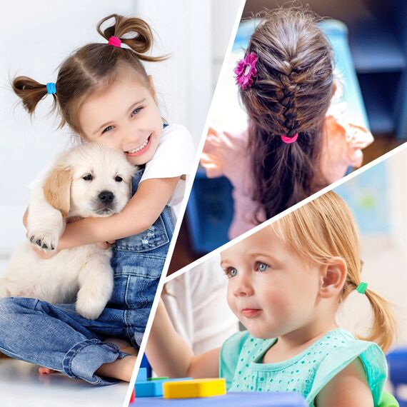 Hanyousheng 200 Stück Haargummis Mädchen, 8 Farben Klein Haargummi, Mini Nahtlose Haarbänder, Haarband Baby Mehrfarbig Soft Zopfgummi Klein für Mädchen Kinder Kleinkinder Baby