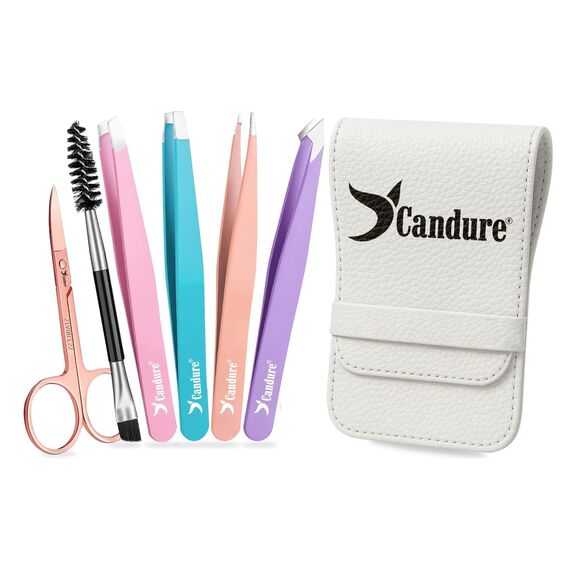 Candure Professionelle Augenbrauen-Pinzette, verbesserte Spitze für Augenbrauen für Präzision – Pinzette aus Edelstahl mit rutschfester Beschichtung für eingewachsene Haare