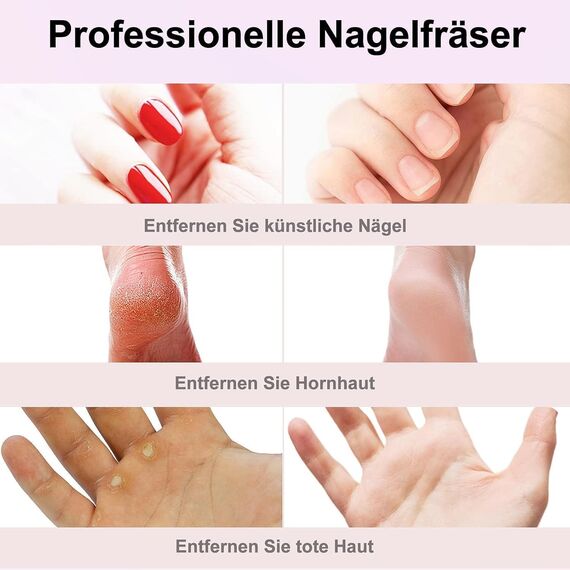 COSLUS Kabellos Tragbar Nagelfräser, 11 in 1 Profi Maniküre und Pediküreset, Nagelfeile für Gelnägel und Acrylnägel, Nagelformen, Entfernen von Hornhaut