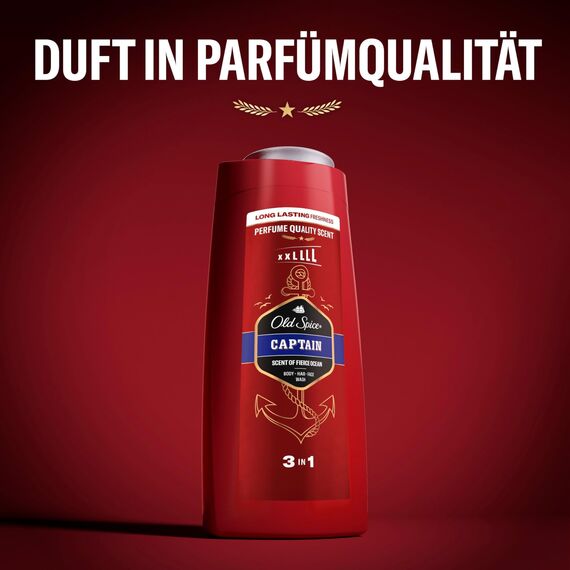 Old Spice Captain 3-in-1 Duschgel & Shampoo für Männer (675 ml), Körper-Haar-Gesichtsreinigung Männer, lang anhaltend Frisch, Zitrone, Sandelholz und Seeluft
